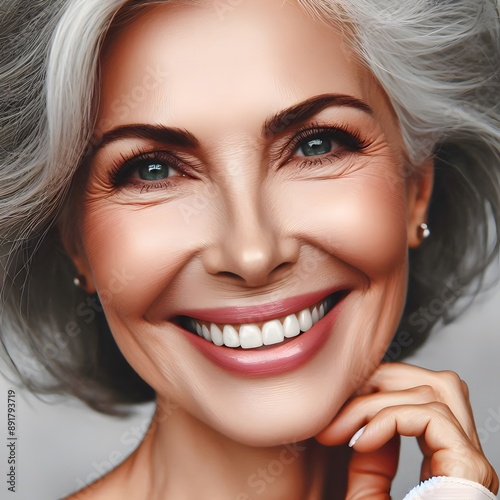 Elegant Silver-Haired Old Woman Posing with Grace and Confidence in Natural Light