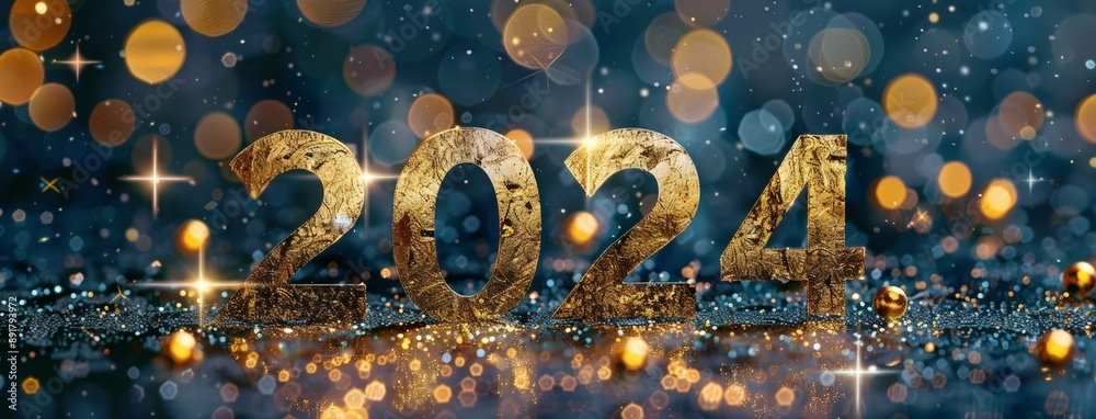 Celebratory 2024 New Year's Eve Illuminated Gold Number 2024 Celebratory 2024 New Year's Eve Illuminated Gold Number 2024