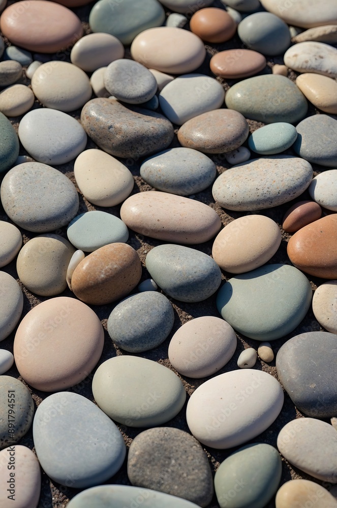 A highresolution image showcasing a serene background of smooth, rounded pebbles in soft, pastel hues, embodying a minimalist and aesthetic concept perfect for calm and soothing designs. A highresolution image showcasing a serene background of smooth, rounded pebbles in soft, pastel hues, embodying a minimalist and aesthetic concept perfect for calm and soothing designs.