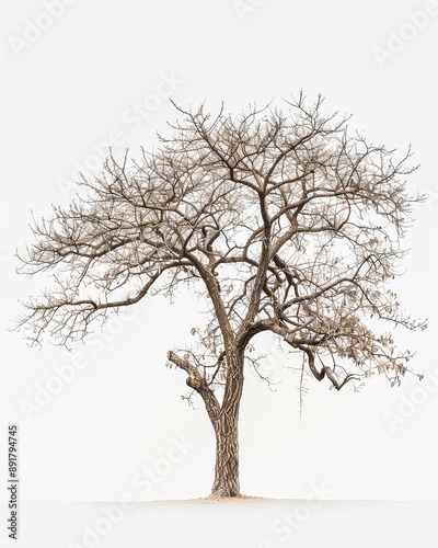 Ziricote tree alone against white backdrop, reaching for sky photo