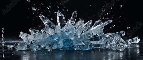 abstraction ice explosion on black background.