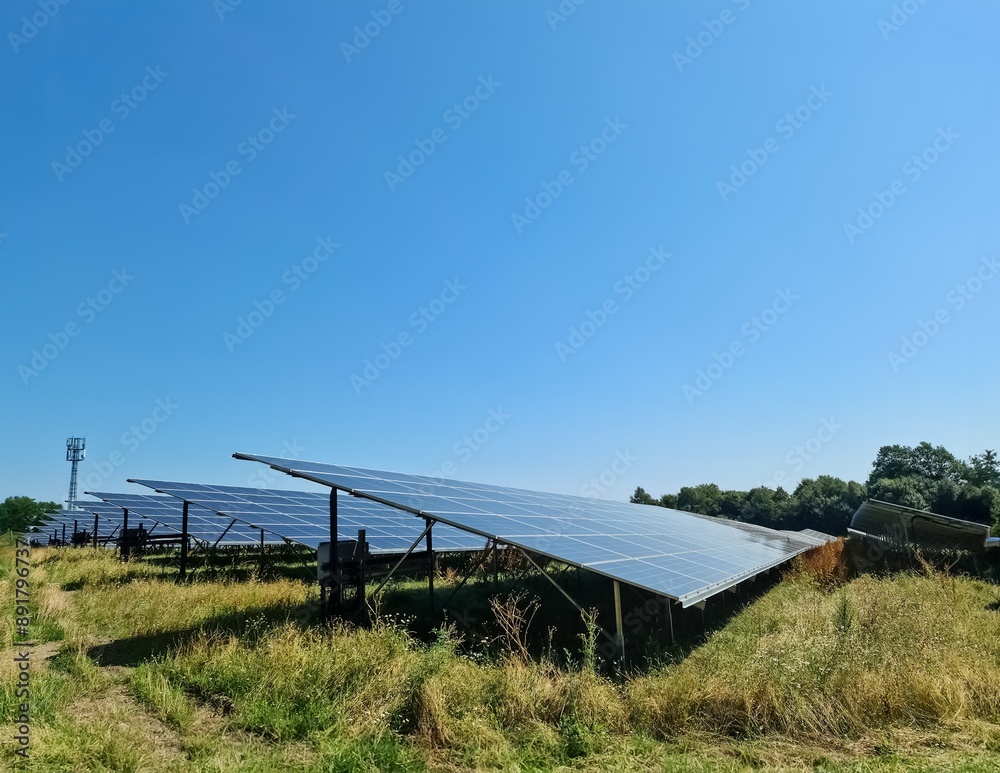 Generating clean energy with solar modules in a big park in northern Europe Generating clean energy with solar modules in a big park in northern Europe