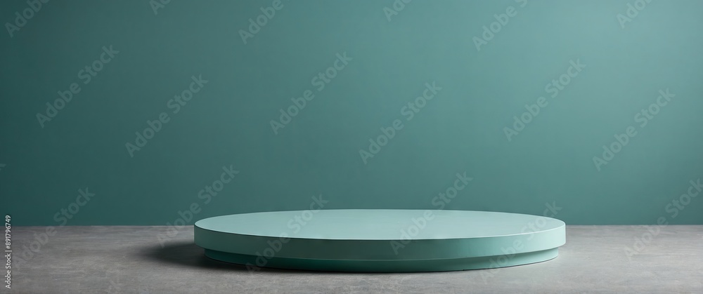 Minimalist empty podium on pastel turquoise background with copy space for displaying product. Minimalist empty podium on pastel turquoise background with copy space for displaying product.