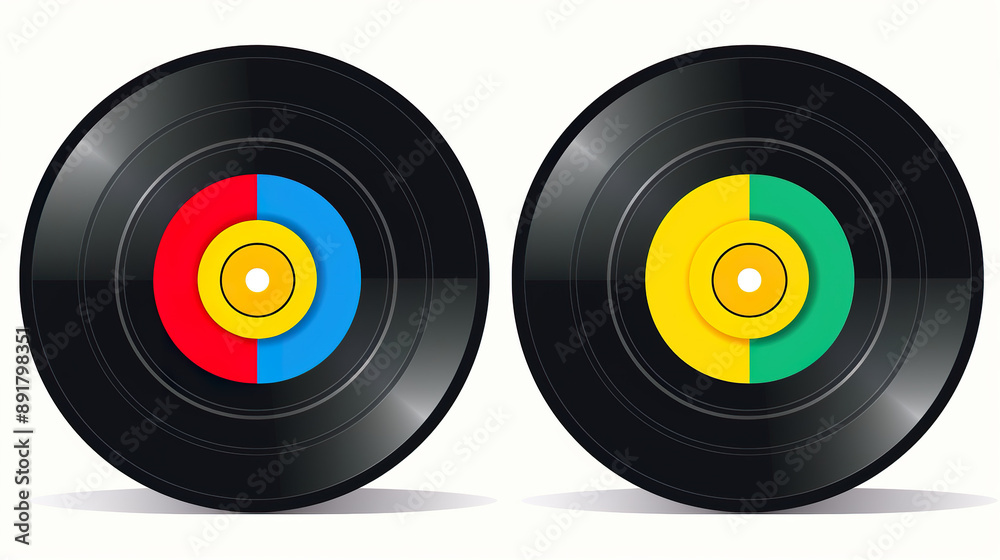 Pure white background with an isolated vinyl record