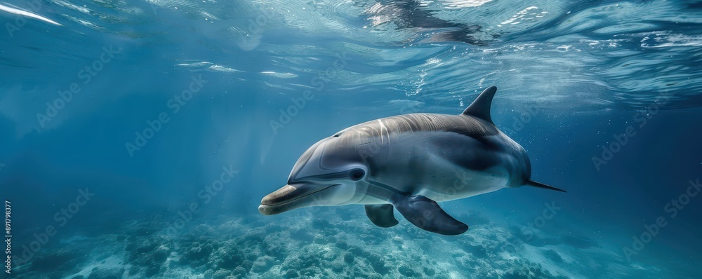 Fototapeta premium Bottlenose dolphin swimming underwater