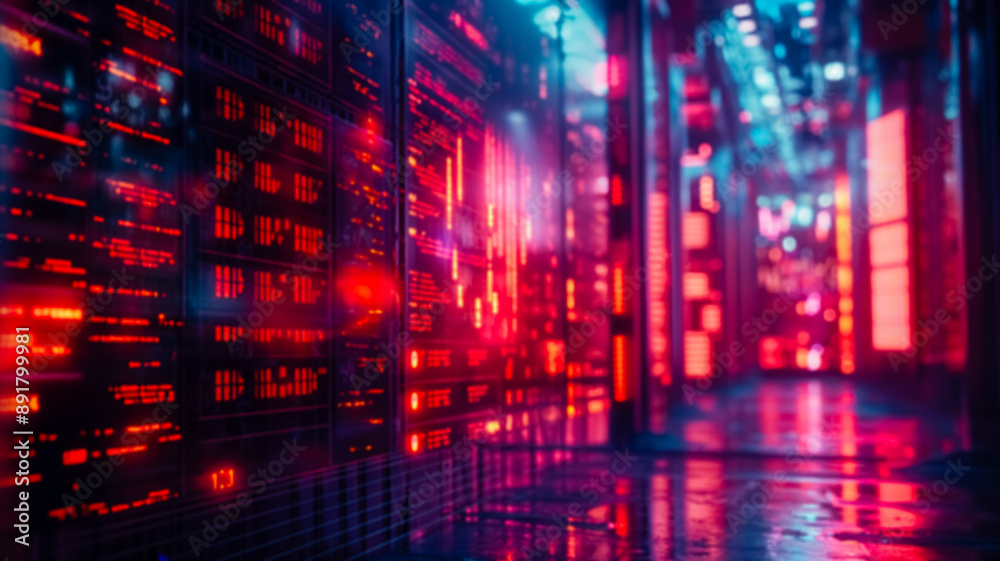 Blurred background of digital screen with financial data on wall on night street. Blurred background of digital screen with financial data on wall on night street.