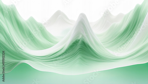 illustration of a landscape, green mountain landscape, abstract background with leaves, landscape with trees and clouds