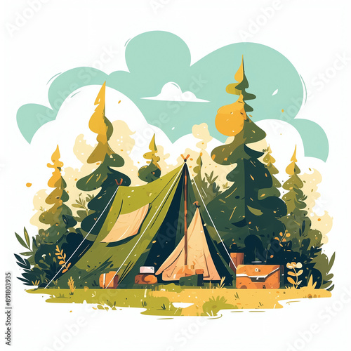 Stylish and Sharp Tent Camp Vector for VFX Video Post Production and Graphic Ads, Versatile Tent Camp Vector Illustration for Creative Posters, Banners, and Billboards