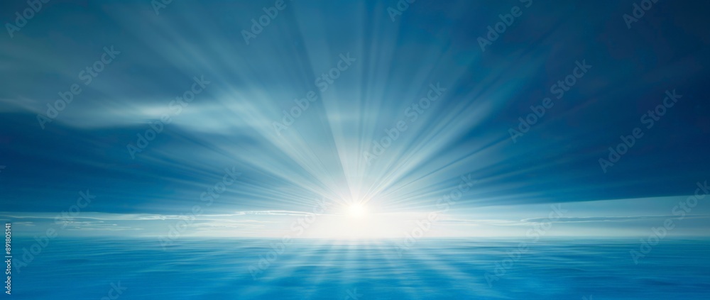 Fototapeta premium Radiant Sunbeam Over Calm Ocean