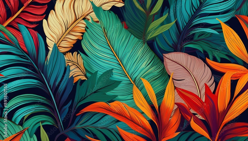 Exotic Tropical Foliage Pattern, Infusing Fashion with Vibrant Nature in Seamless Wallpaper Exotic Tropical Foliage Pattern, Infusing Fashion with Vibrant Nature in Seamless Wallpaper