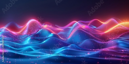 Big Neon Wave Background, Generative AI