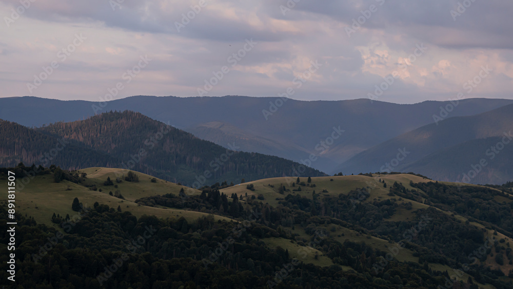 Mountain landscape with clouds in the morning Mountain landscape with clouds in the morning