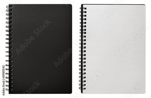 Black offiice notebook isolated on transparent background	 photo