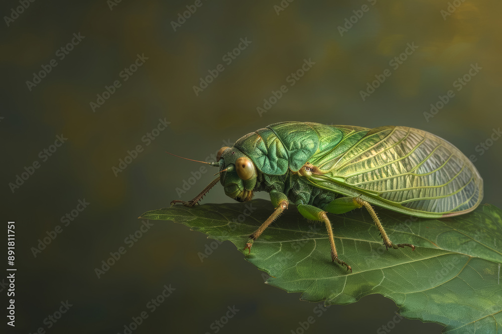 Balm cricket on a sycamore leaf, space for concept about insects Balm cricket on a sycamore leaf, space for concept about insects