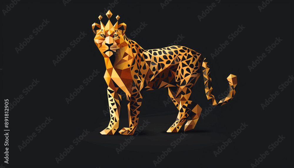 Naklejka premium Regal Cheetah: Geometric Majesty 