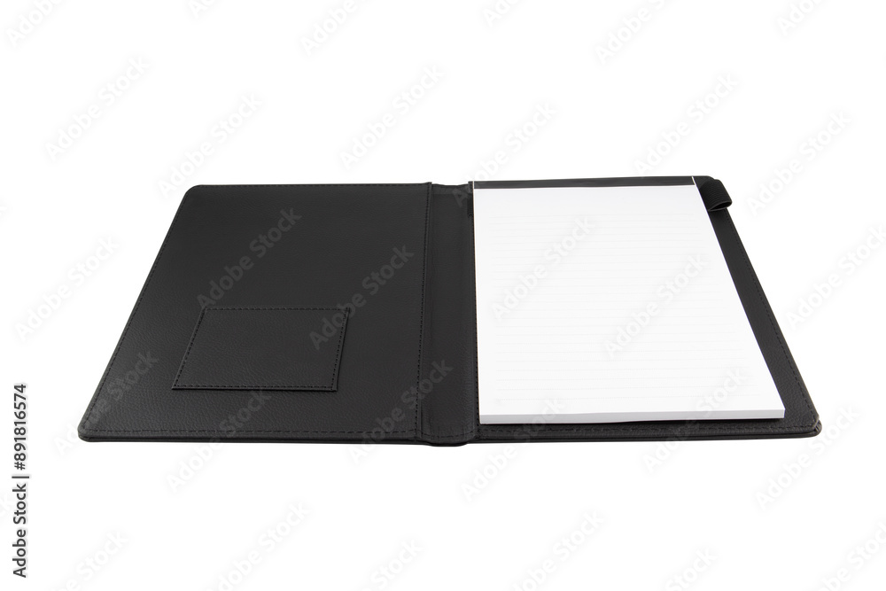 Black color leather fabric hardcover notebook isolated on white background Black color leather fabric hardcover notebook isolated on white background