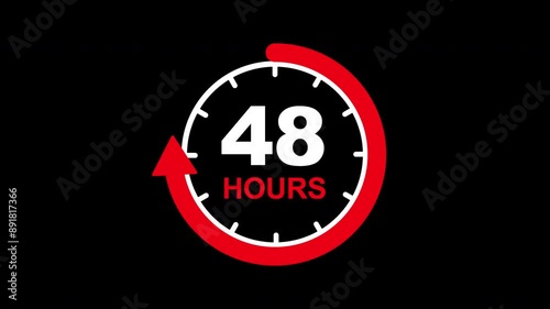 Round 48 Hours Service Icon, Alpha Channel, Transparent Background