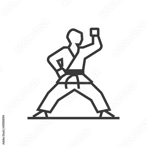 karate,taekwondo,judo,jiu jitsu minimalist line art icon logo symbol