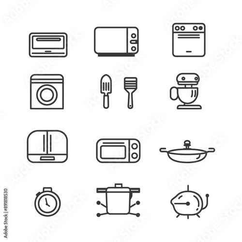 kitchen and household appliances minimalist line art icon logo symbol