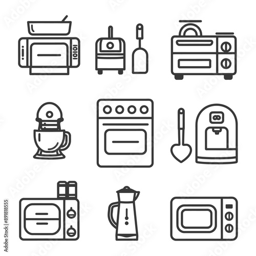 kitchen and household appliances minimalist line art icon logo symbol