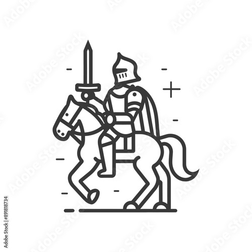 Wallpaper Mural knight minimalist line art icon logo symbol Torontodigital.ca