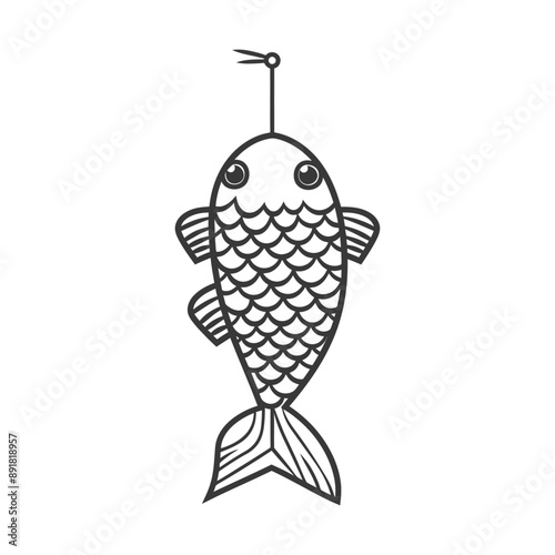 koinobori carp shaped windsocks minimalist line art icon logo symbol