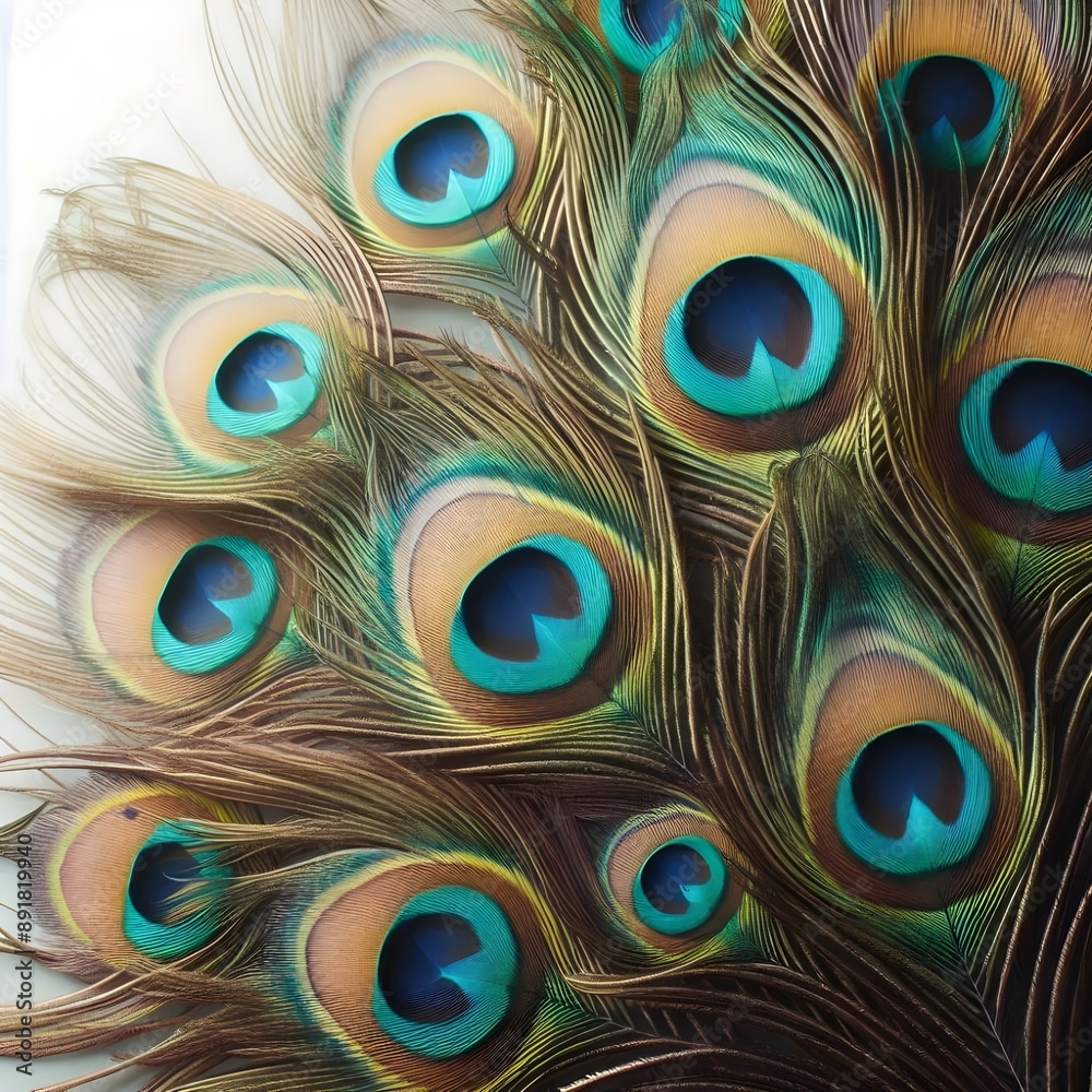 Obraz premium Close Up of Peacock Feathers With Eye Spots, beautiful background