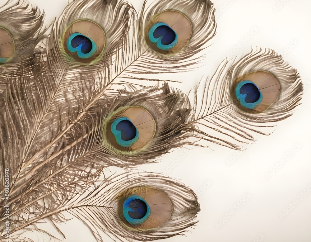 Obraz premium Close Up of Peacock Feathers With Eye Spots, beautiful background