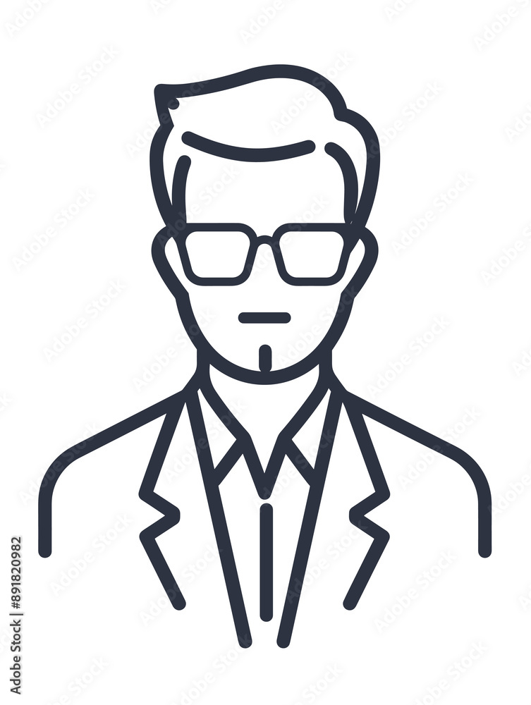 A man wearing a suit and glasses. He is looking down A man wearing a suit and glasses. He is looking down