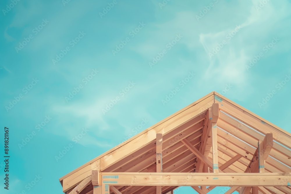 wooden frame of a building against the sky wooden frame of a building against the sky
