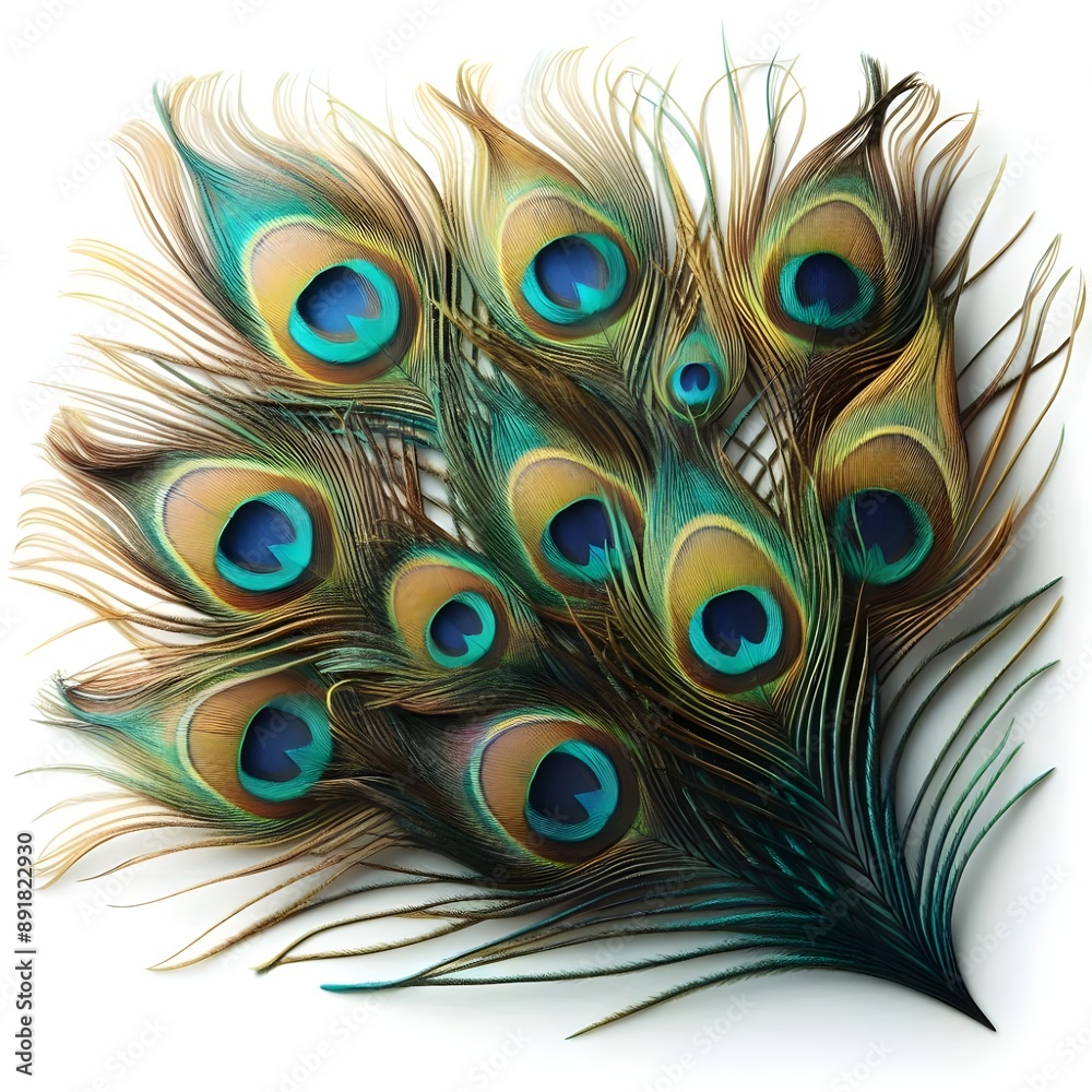 Obraz premium Close Up of Peacock Feathers With Eye Spots, beautiful background