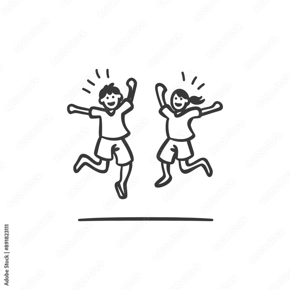 kids jumping minimalist line art icon logo symbol kids jumping minimalist line art icon logo symbol