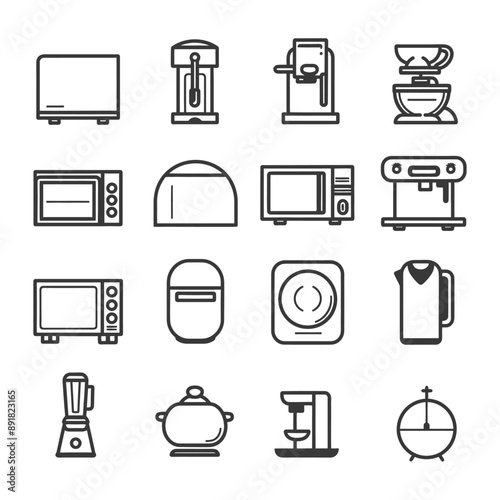 kitchen and household appliances minimalist line art icon logo symbol