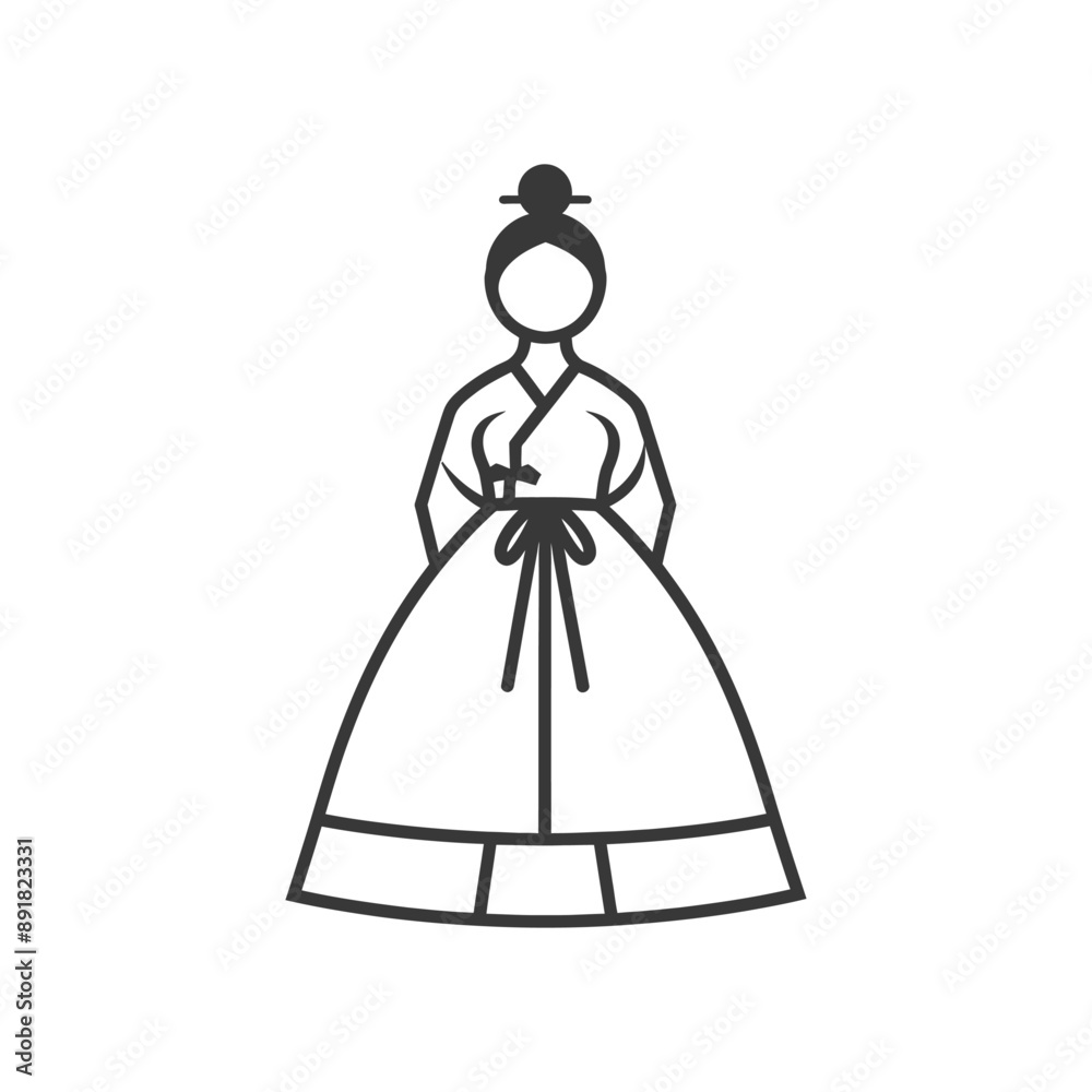 korean women wearing hanbok minimalist line art icon logo symbol korean women wearing hanbok minimalist line art icon logo symbol