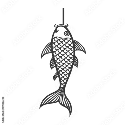 koinobori carp shaped windsocks minimalist line art icon logo symbol