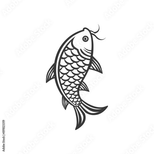 koinobori carp shaped windsocks minimalist line art icon logo symbol