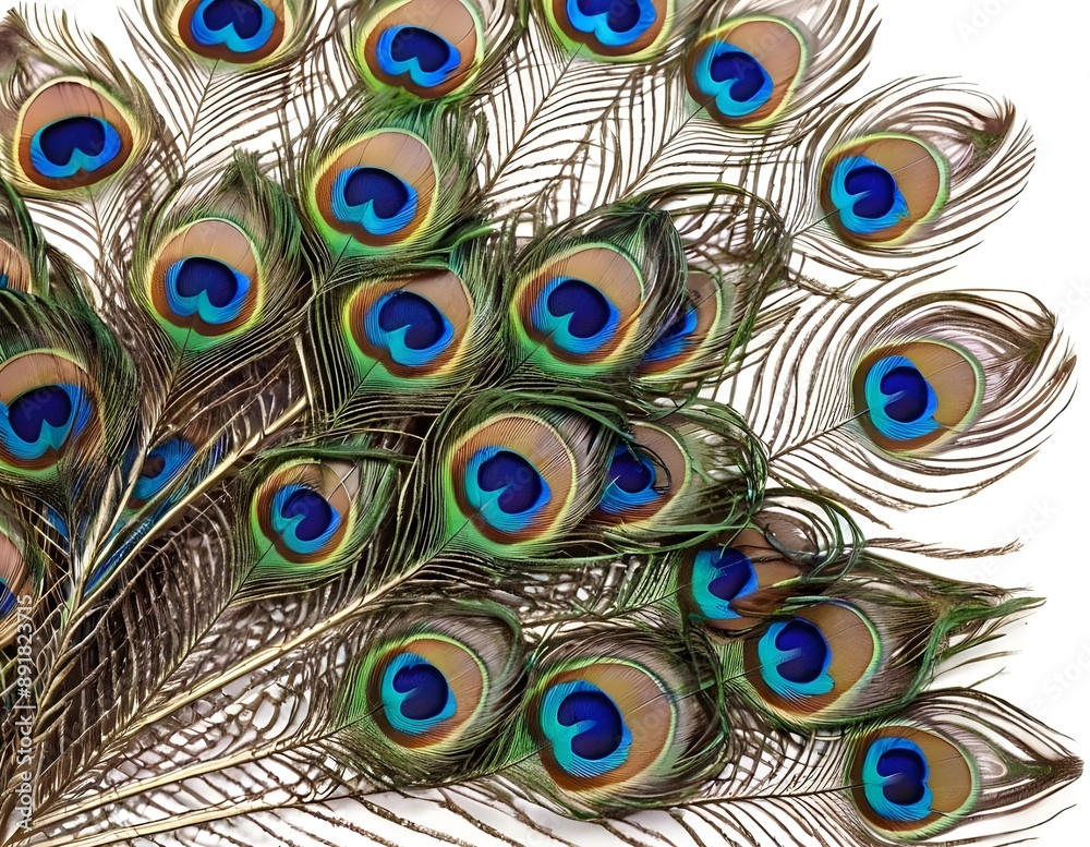 Obraz premium Close Up of Peacock Feathers With Eye Spots, beautiful background