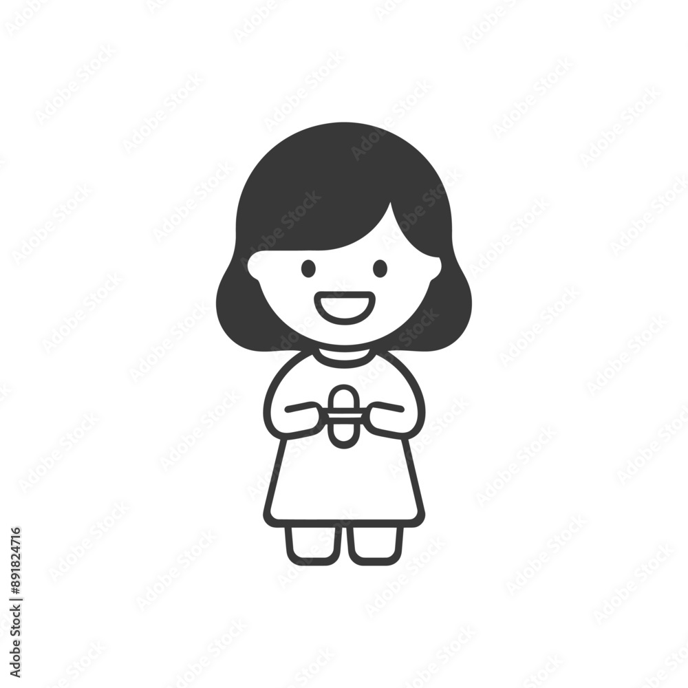 little girl brushing teeth minimalist line art icon logo symbol little girl brushing teeth minimalist line art icon logo symbol