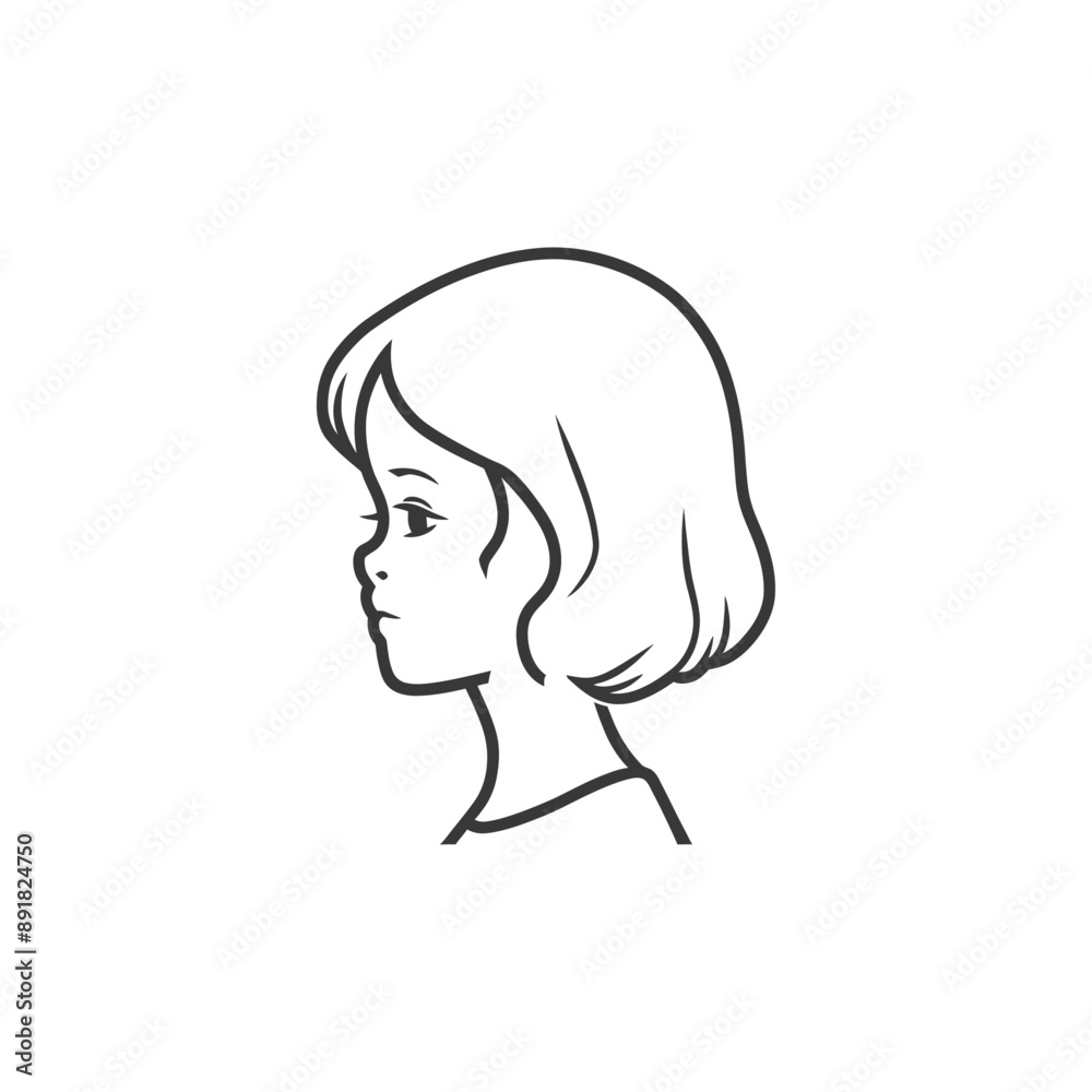 little girl head minimalist line art icon logo symbol little girl head minimalist line art icon logo symbol