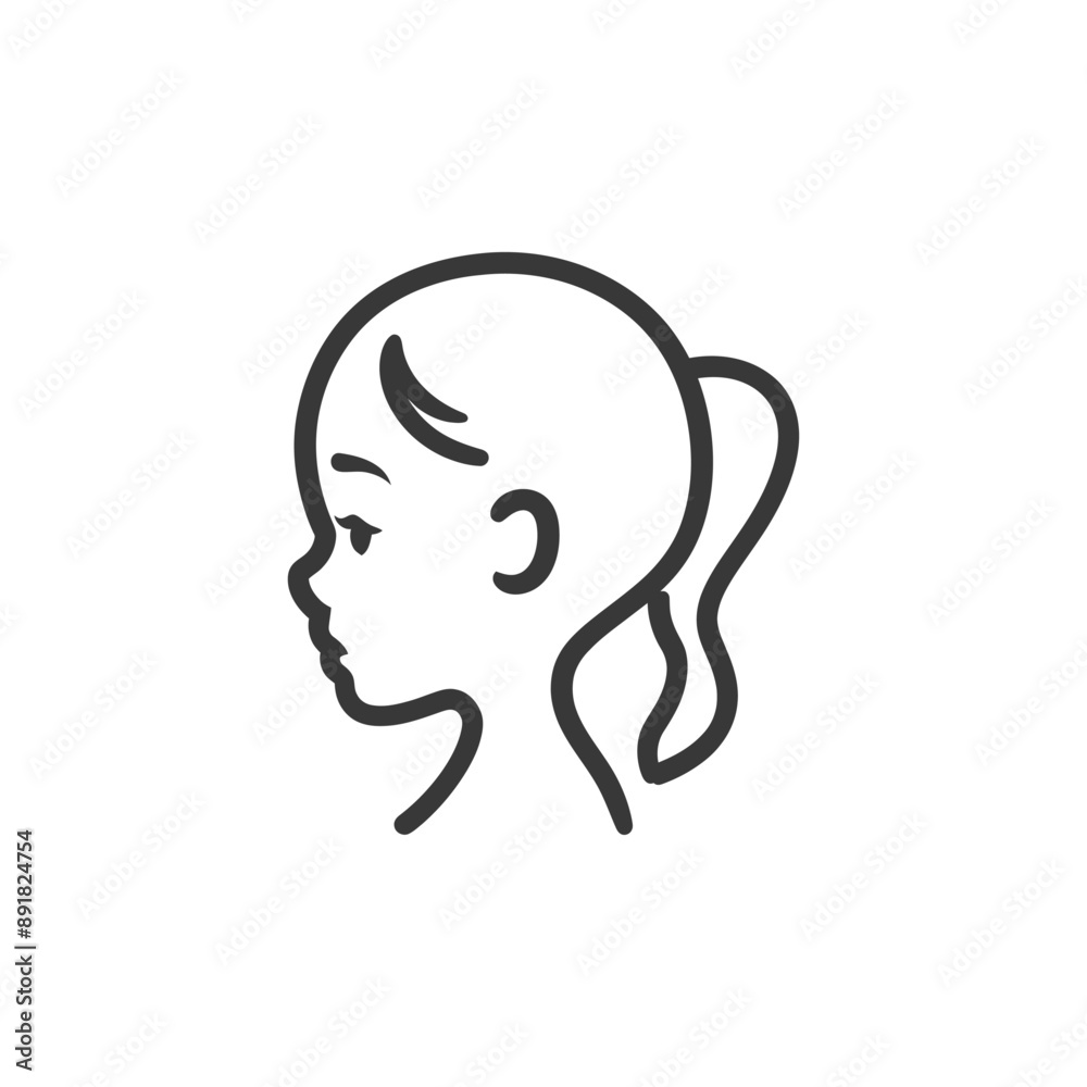 little girl head minimalist line art icon logo symbol little girl head minimalist line art icon logo symbol