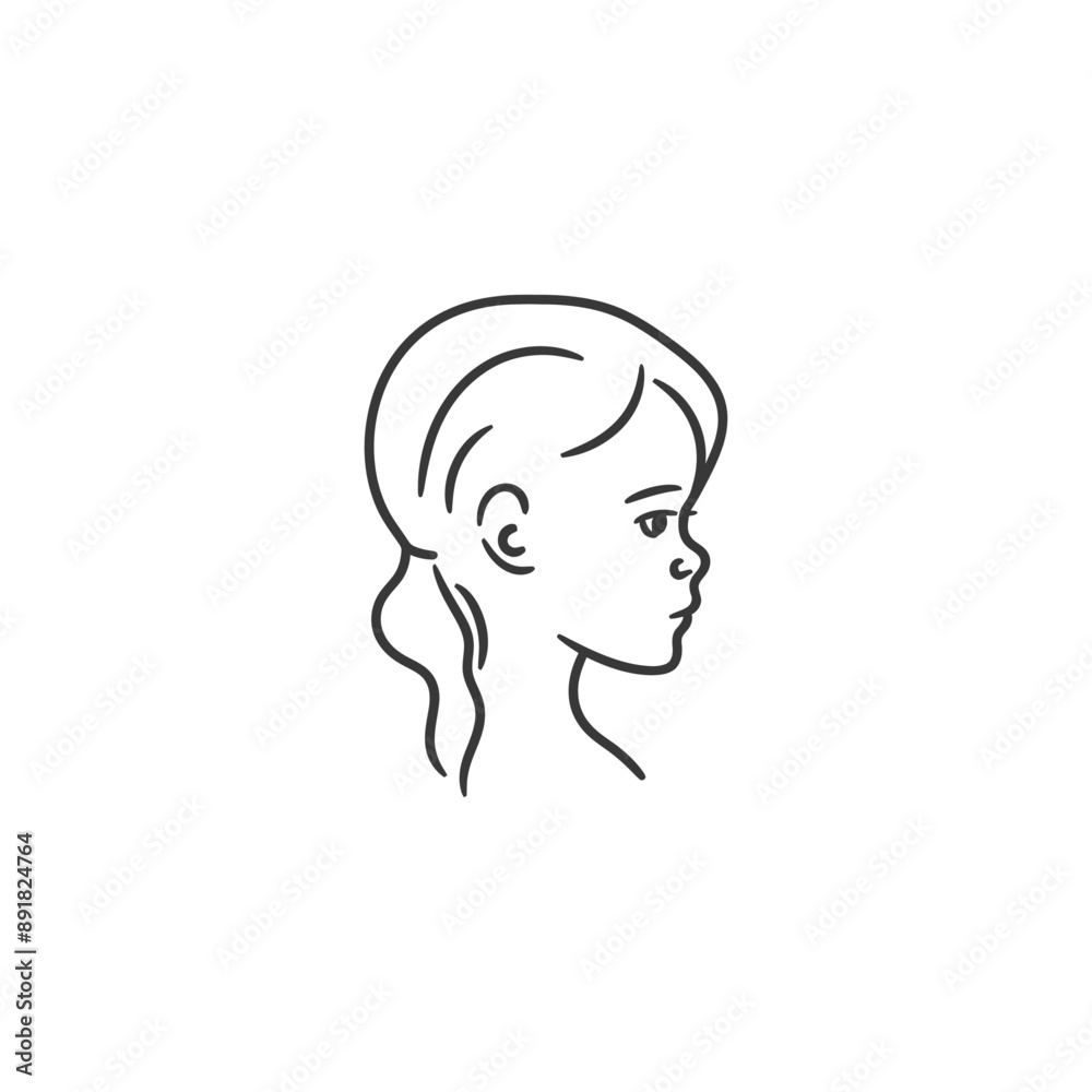 little girl head minimalist line art icon logo symbol little girl head minimalist line art icon logo symbol