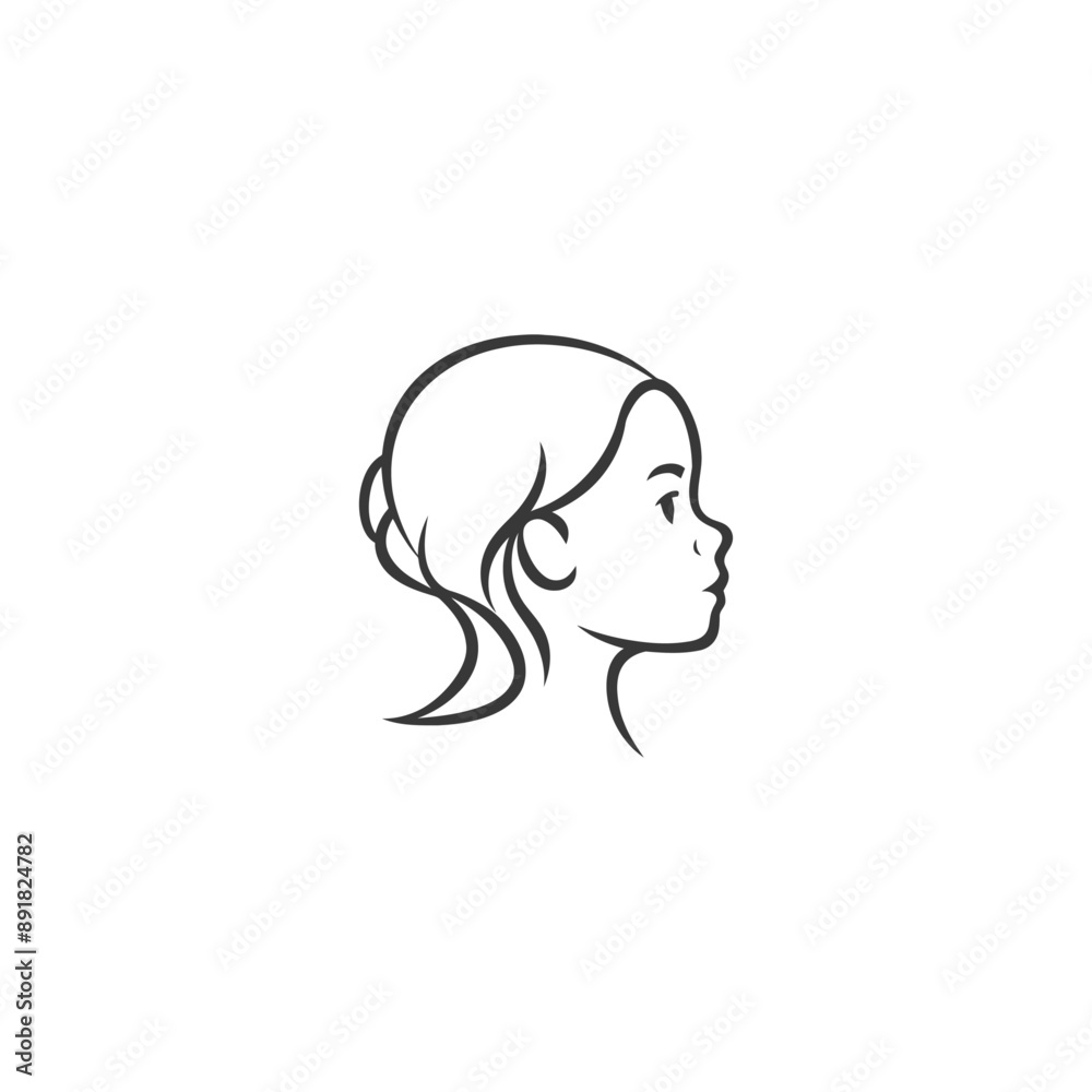 little girl head minimalist line art icon logo symbol little girl head minimalist line art icon logo symbol