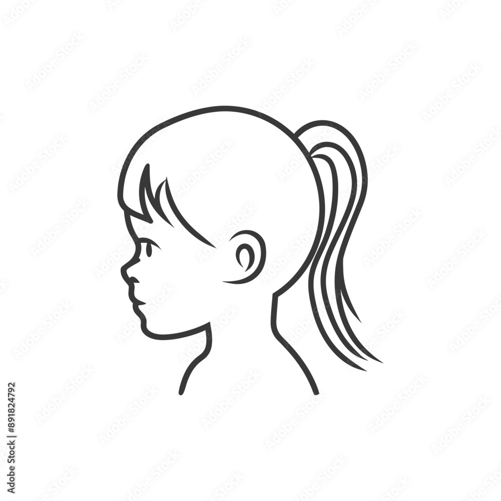 little girl head minimalist line art icon logo symbol little girl head minimalist line art icon logo symbol