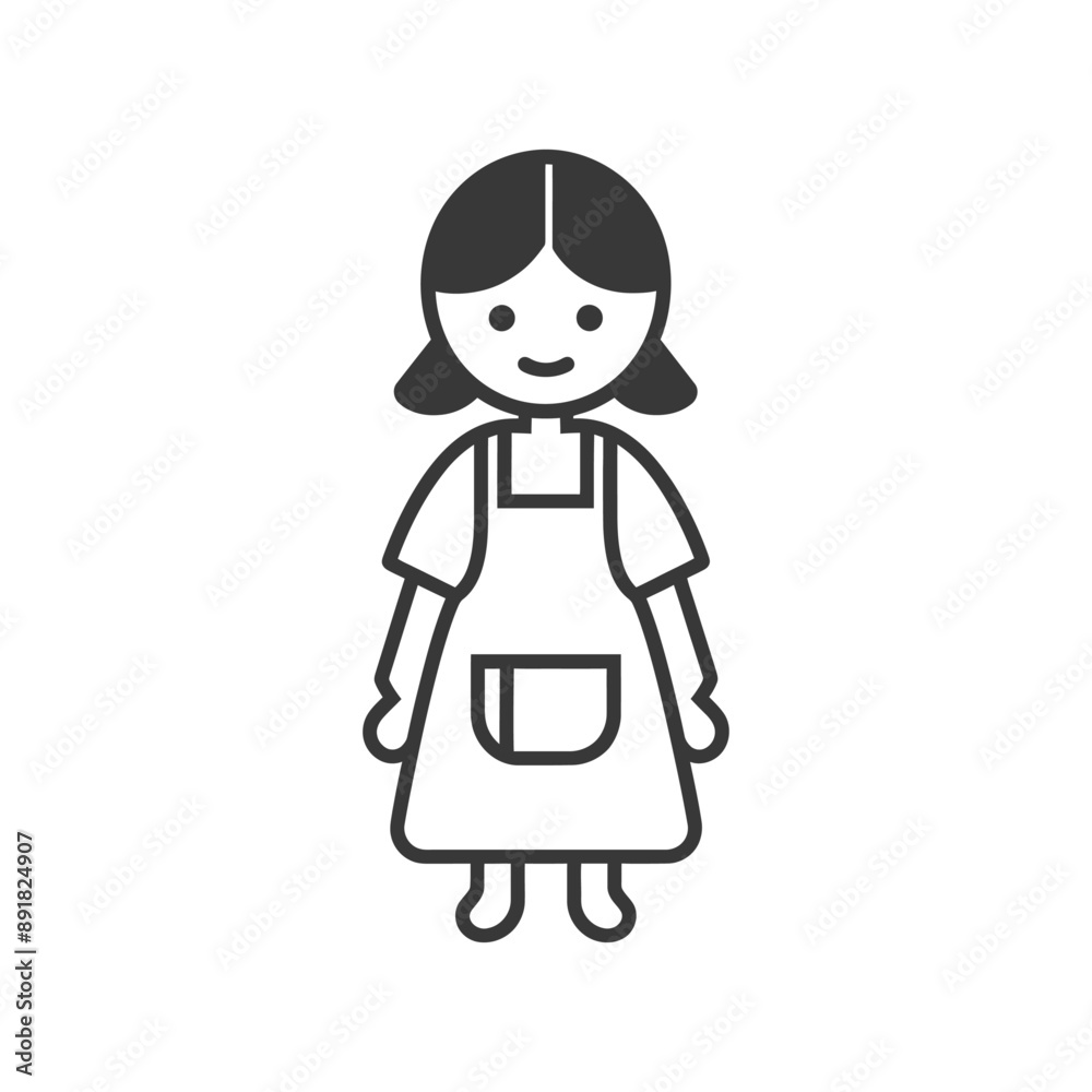 little girl in apron minimalist line art icon logo symbol little girl in apron minimalist line art icon logo symbol