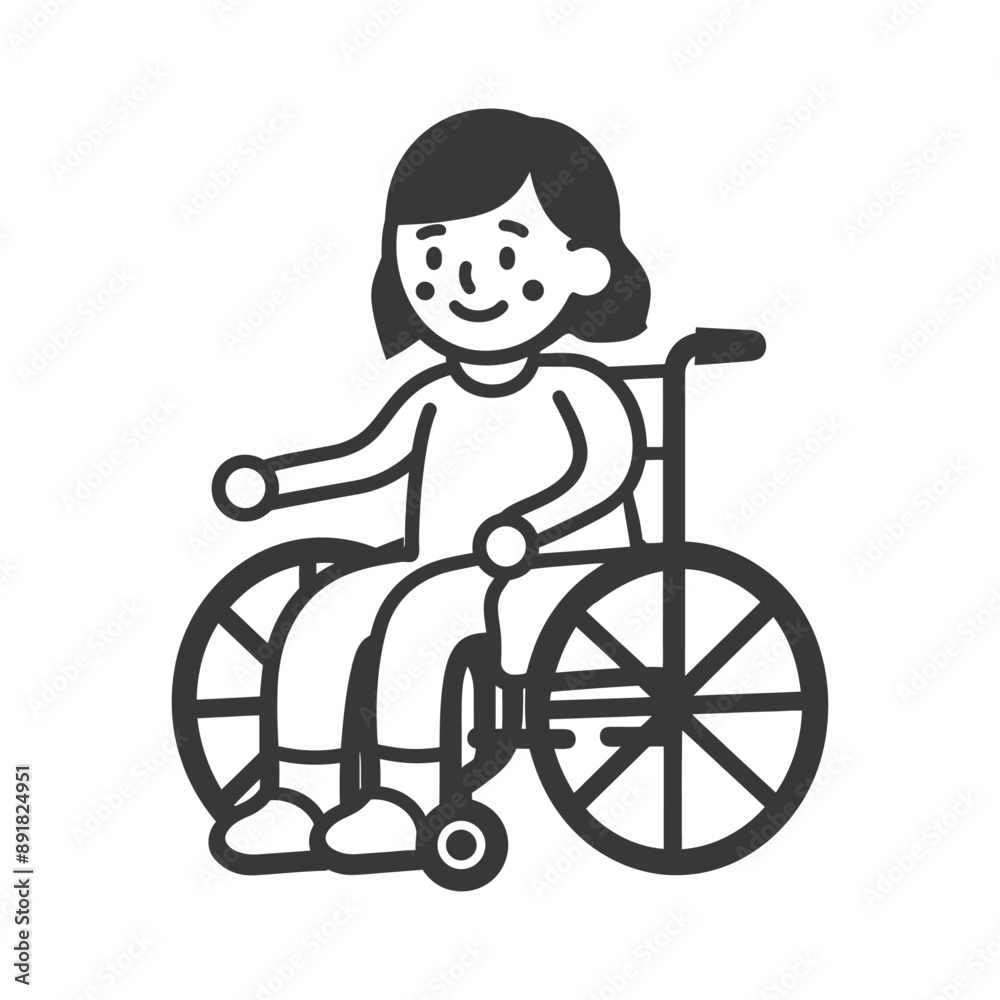 little girl in a wheelchair minimalist line art icon logo symbol little girl in a wheelchair minimalist line art icon logo symbol