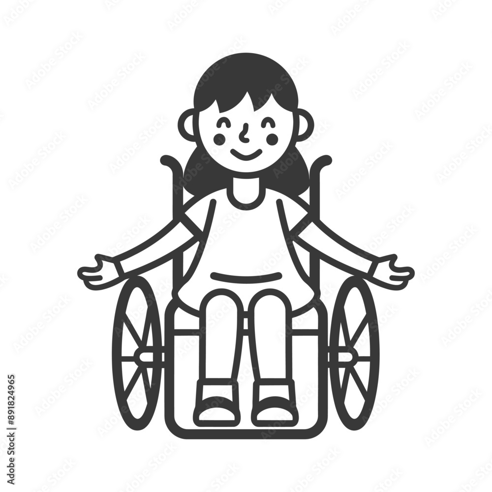 little girl in a wheelchair minimalist line art icon logo symbol little girl in a wheelchair minimalist line art icon logo symbol