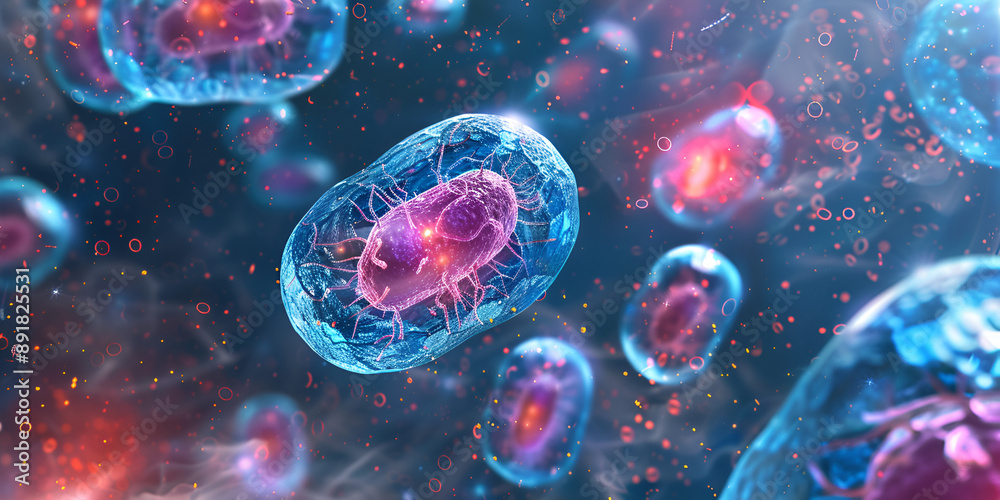 Microscopic View of Bacteria Cells, High-Resolution Illustration of Microbial Life and Cellular Biology Microscopic View of Bacteria Cells, High-Resolution Illustration of Microbial Life and Cellular Biology