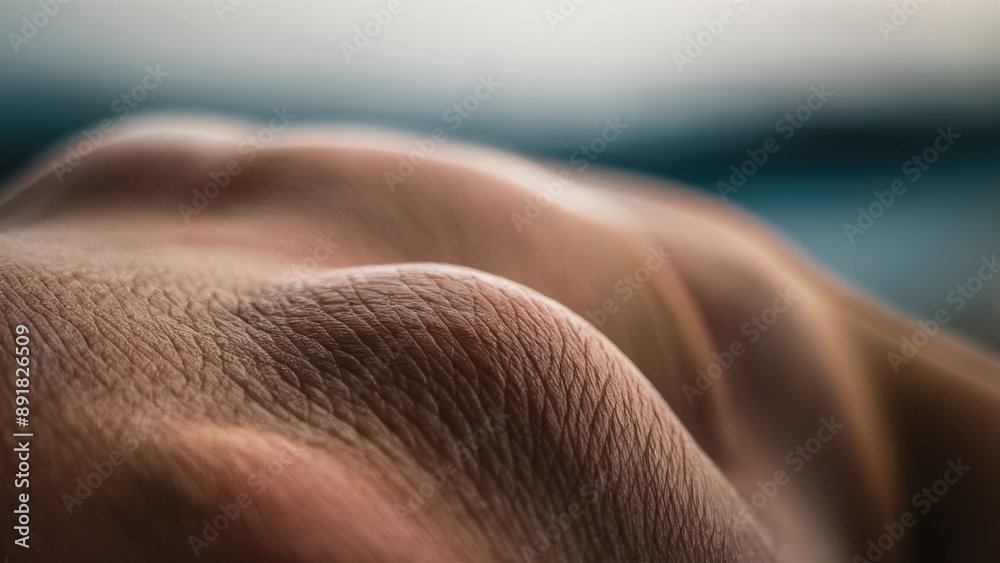 Fototapeta premium A blurry picture of a person's hand with some skin on it, AI