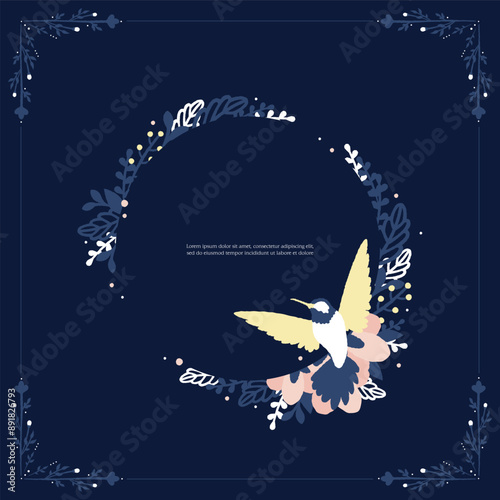 Obraz na plátně Series of scandinavian style floral wreath flower background frame decoration pa