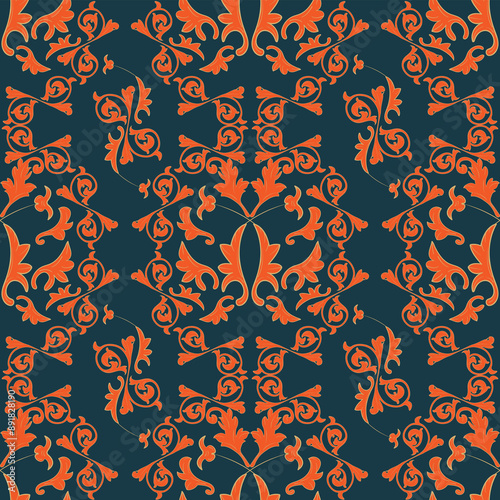 Seamless pattern with leaf ornaments